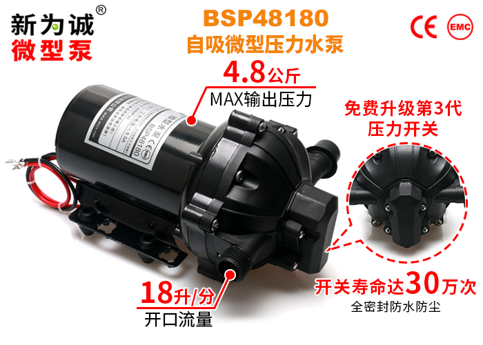 微型自吸压力水泵BSP48180-H型橡胶底座